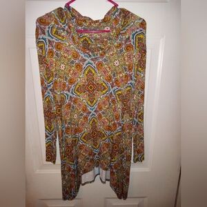 Ruby Rd. Long sleeve Abstract Multicolor Shirt/Blouse. Size Large